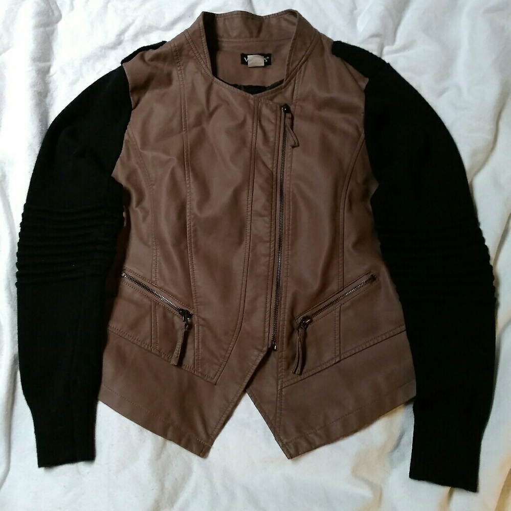 Venus Faux Leather/Sweater Sleeve Jacket